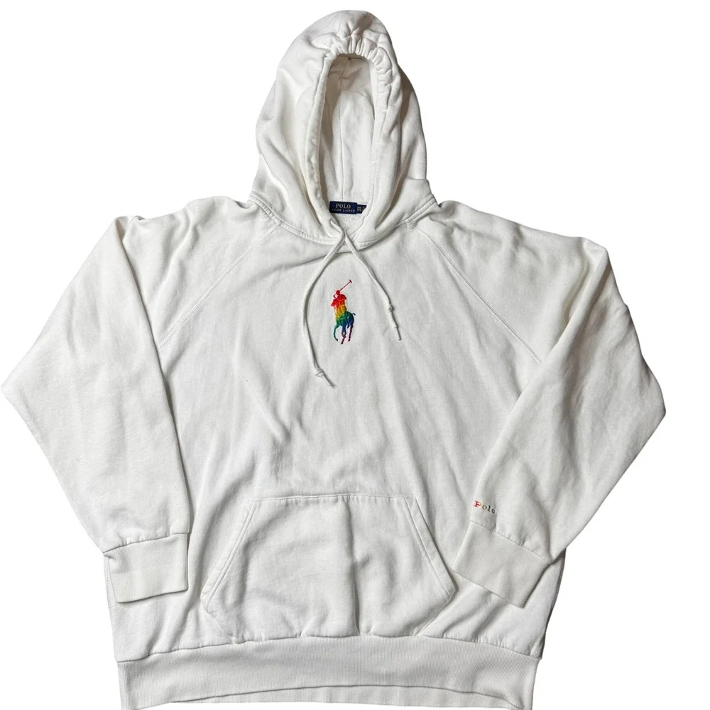 Polo Ralph Lauren Pride XXL LGBTQ Rainbow Big Pony Embroidered Hoodie Sweatshirt